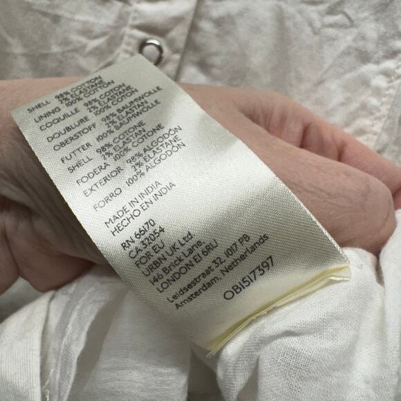 Free People Dress Womens Large Thea Mini White Coastal Boho Snap Up Cotton - Picture 9 of 10